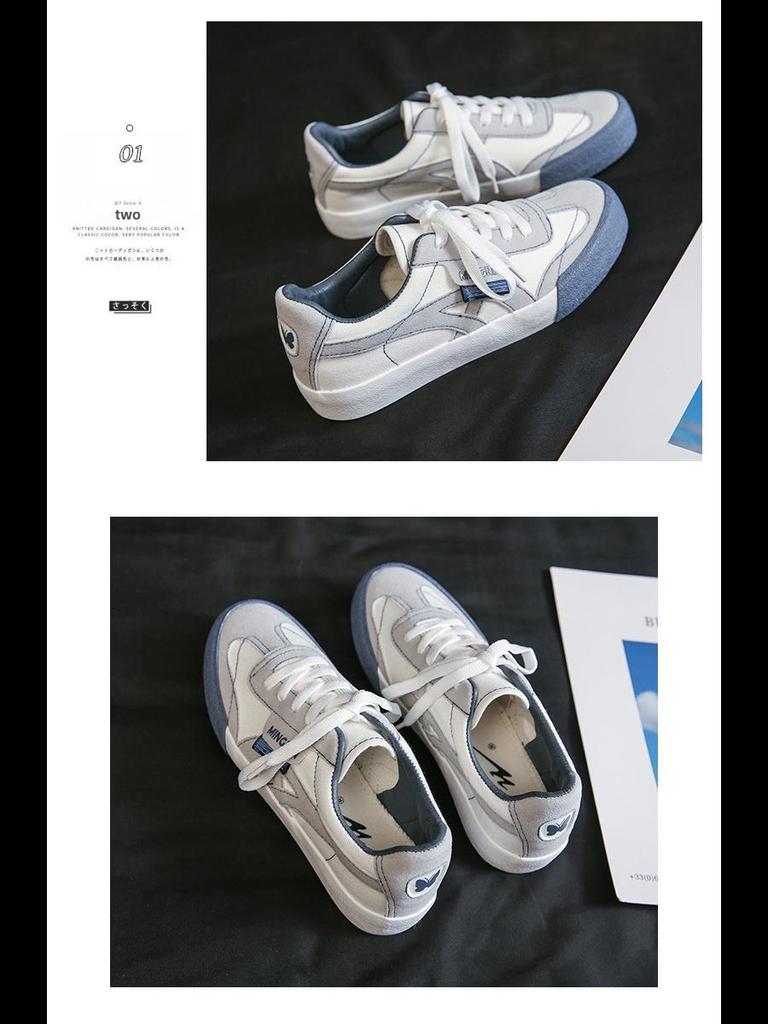 Triple Canvas Korean Style Casual White Sneakers for Female Students - WDSW-90001