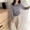 Women's Layered Polka Dot Long Sleeve T-shirt - Spring/Summer 2024 See-through Slimming Design