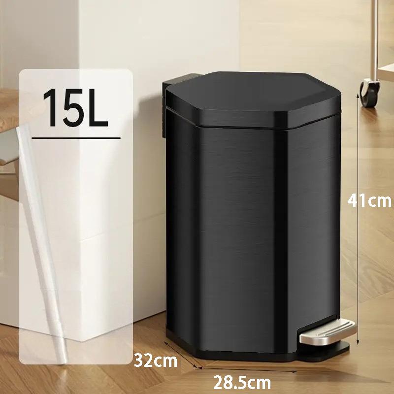 Stainless Steel Trash Bin Kitchen Pedal Trash Can Large Capacity Wastebasket Bedroom Dump Luxury Antiodor Home Garbage Container