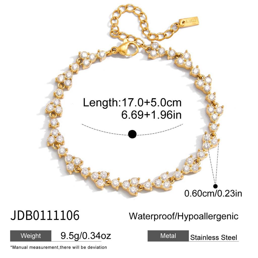 Youthway Delicate Zircon Tennis Bracelet For Women Minimalist 18K Gold PVD Plated Stainless Steel Bracelet Fashion Jewelry Gift