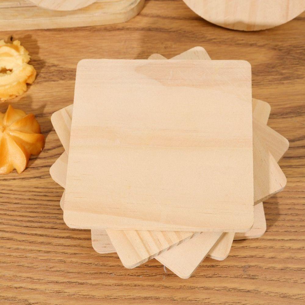 5 Stück Massivholz Kaffeetassen-Untersetzer Hitzebeständig Anti-Rutsch Tassenunterlage Wasserbecher-Basis DIY Handwerk Malerei Holzgravur Dekoration