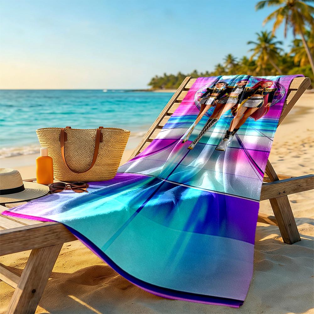 Kpop Demon Hunter Beach Towel Quick-Dry Soft Microfiber Comfortable Lightweight Suitable for Swimming, Gym, Camping, Yoga Vacation