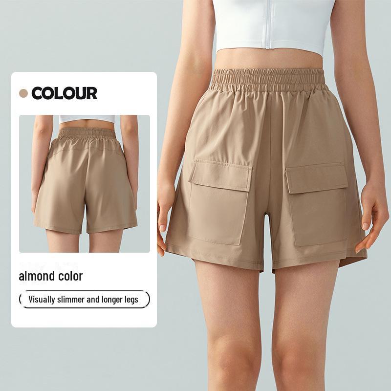 Women's High-Waist Loose-Fit Sports Shorts: European & American Style, Elastic, Wide-Leg, Hip-Lifting, 4-Inch