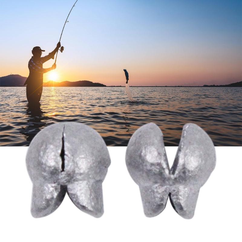 100pcs Fishing Weights Sinkers Fishing Tackle Accessories Open Mouth Design Weights Split Shot Fishing Sinkers 5 Sizes
