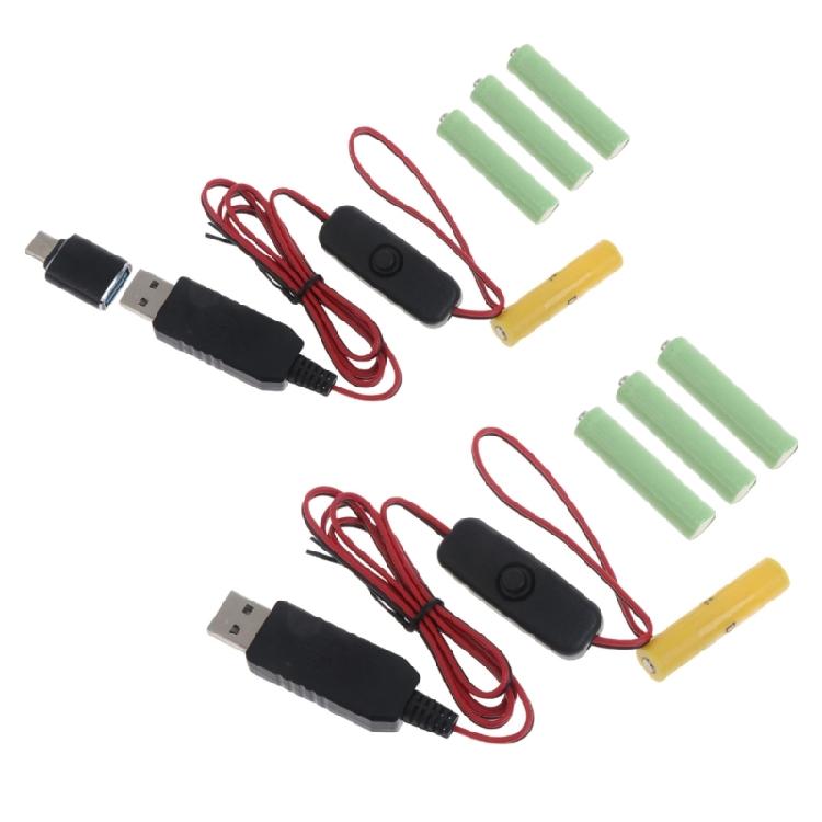 AAA 6V Battery Eliminator,USB Power Supply Replace 4pcs 1.5V Batteries,Battery Eliminate Cable for Clock Holiday Light