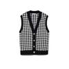 2023 Spring & Autumn Women's Houndstooth Knit Sleeveless Cardigan Vest