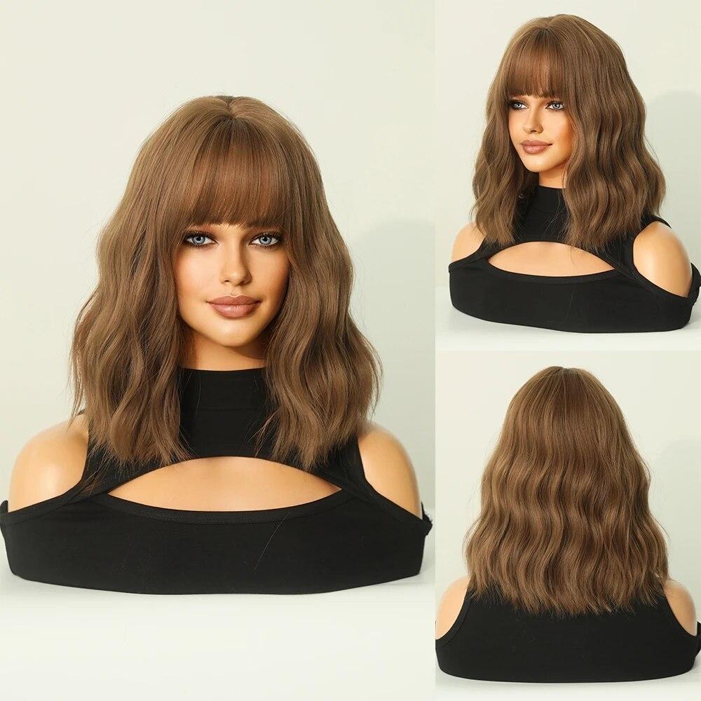 Perucă verde pentru femei Perucă de păr sintetic Bob până la umăr Perucă ondulată Cosplay Party Perucă de Halloween pentru femeie cu păr fals