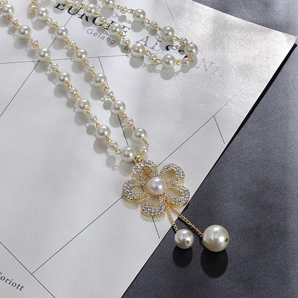 1Pcs Elegant Temperament Pearl Chain Long Sweater Chain Pearl Necklace  Women's Jewelry Accessories