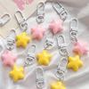 Cute Yellow Pink Stars Keychain Pendant Keyring For Girls Backpack Charm Headphone Case Accessorie Creative Gifts