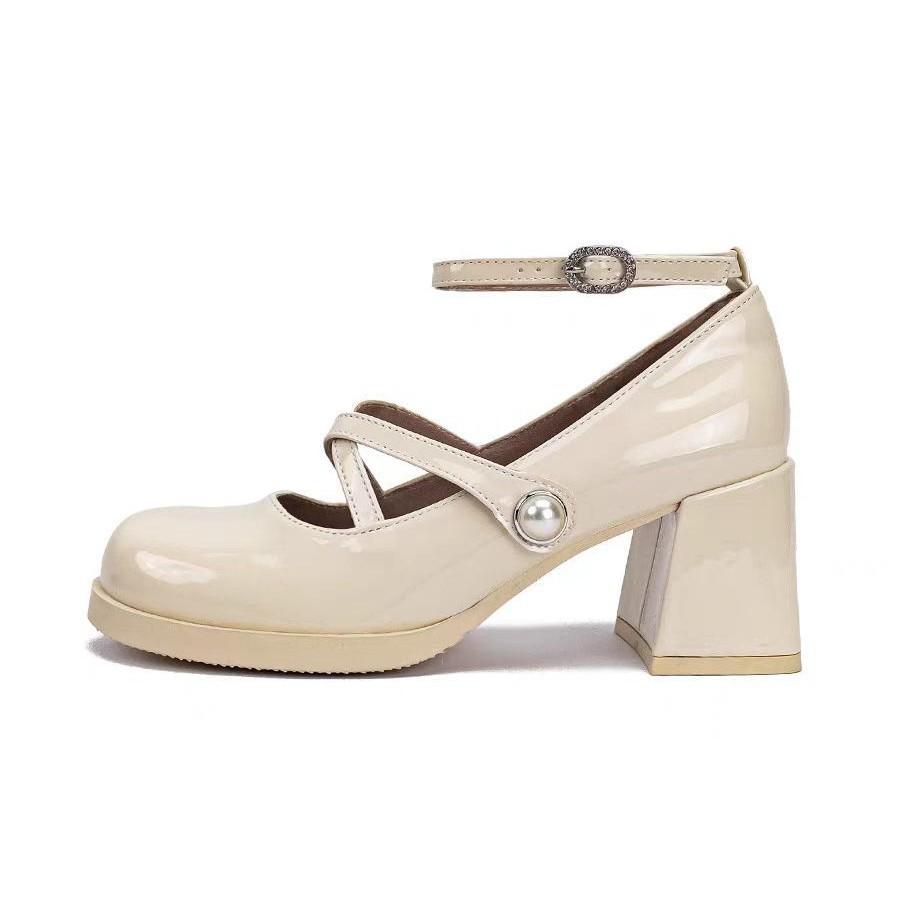 Hochzeit High Heels mit Brautkleid Französischer dicker Absatz Mary Jane dicker Absatz Schuhe weiche Sohle keine müden Füße Brautschuh Damen 2025