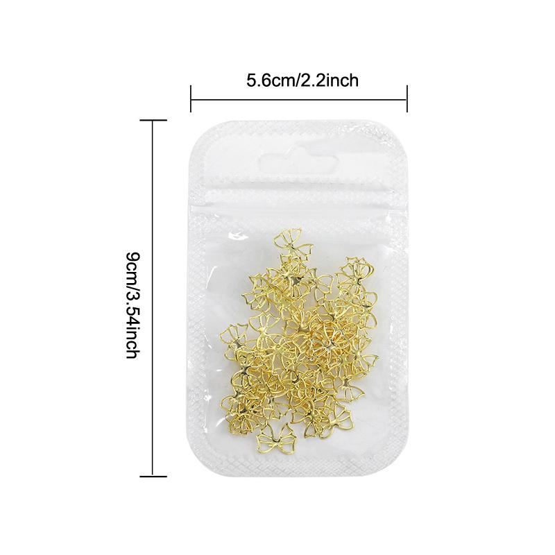 50 st Metalllegering Rosett Naglar Konst Dekoration Silver Guld Nagelberlocker DIY Manikyr Design Smyckestillbehör Verktyg