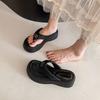 Thick-bottomed Flip-flops for Women's Outer Wear 2025 Summer New Models To Increase Height, Fashion, High-end Sense, Casual Beach Pinch Feet, Co