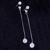 Luxury Full Rhinestone Inlaid Tassel Round Ball Long Dangle Women Stud Earrings
