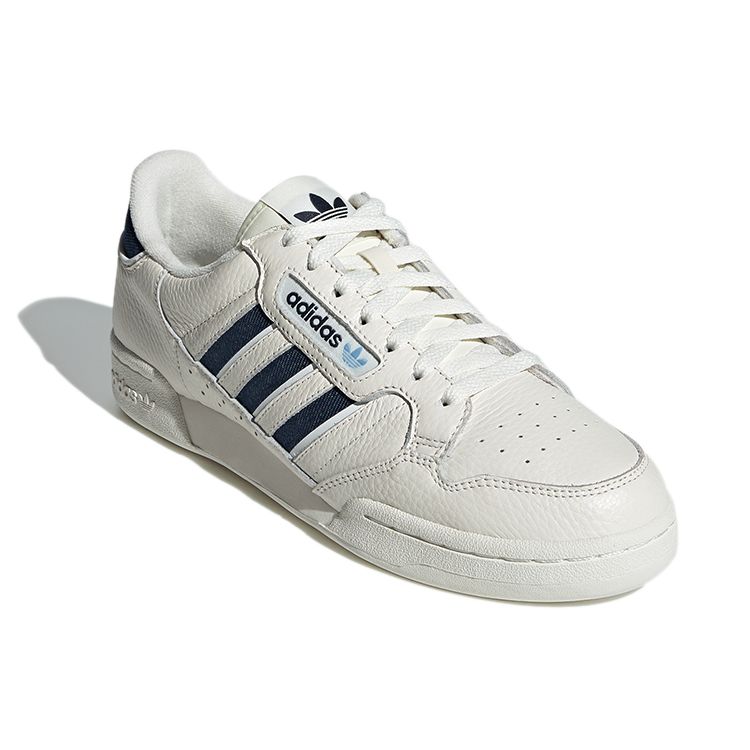 Adidas Originals Continental 80 Stripes H05034 Unisex Low Top Creamwhite Blue Synthetic Leather Retro Sneakers