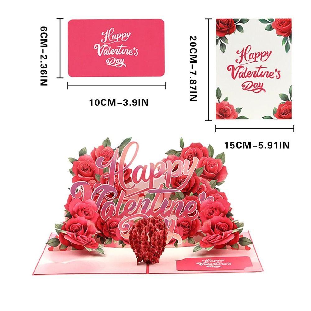 Fashion Romantic Theme 3D Rose Card Pop-Up Mechanism 3D Rose Couple Card Flower Design Gift Cards Valentines Day