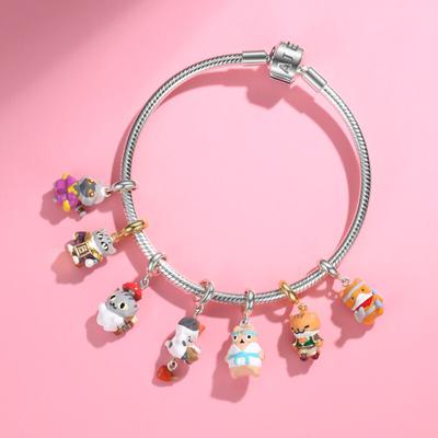 Colorful Enamel Beads Multiple Roles Pirate Warrior Animal Cat Charms 925 Silver Jewelry Making Fits Original Charm Bracelet