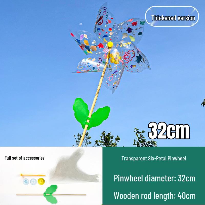 Transparent Cartoon Windmill DIY Graffiti Toy for Children s Day