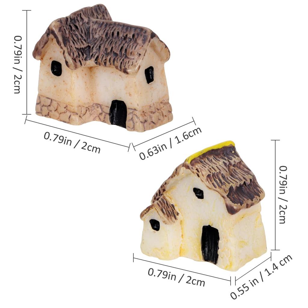 VANZACK Set of Miniature Micro Village Landscape Resin Thatched Huts for DIY Tabletop Bonsai Accessories 8-Piece Houses, Models, Terrariums, Decor,