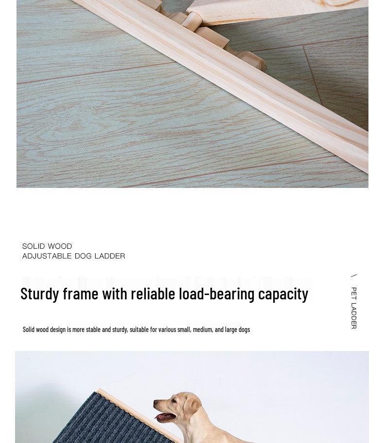 Adjustable Wooden Dog Climbing Ramp - Portable, Foldable Pet Ladder for Indoor & Outdoor Use