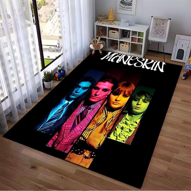 Colorful Portrait Design with Bold Letters Non-slip Rug Suitable for Living Room and Bedroom Sofas