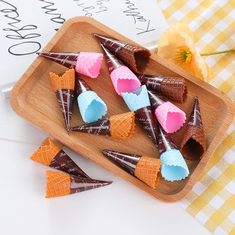 Dollhouse Miniature Simulation Ice Cream Model Fake Crispy Cone Dolls House Creative DIY Play Food Accessories Toys 5pc/lot