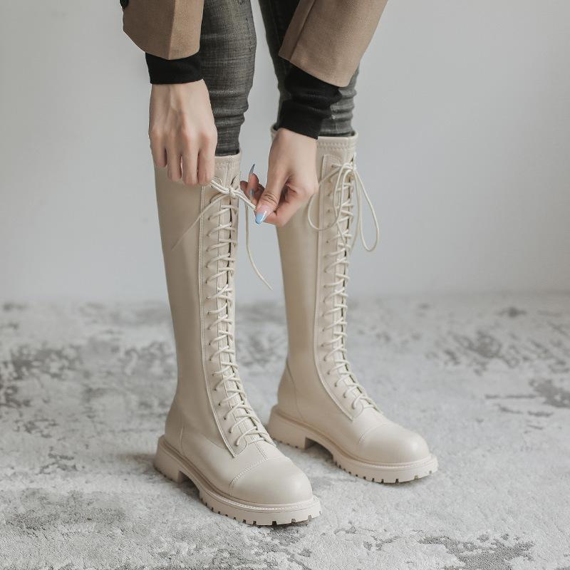 Long boots but knee skinny Martin boots high boots women's thick-soled versatile British knight boots increase height
