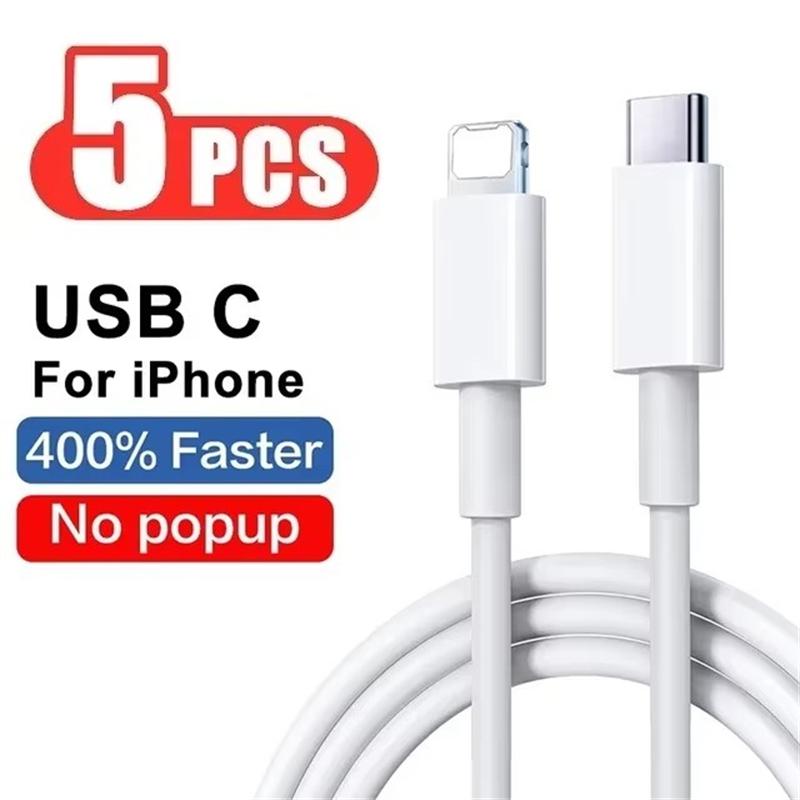 

30 Вт кабель для быстрой зарядки для Apple iPhone 16 15 14 13 12 11 Pro Max Mini USB C кабель для быстрой зарядки для X XR XS 8 7 14 Plus SE аксессуары для телефонов 1M TC to IP 5Pcs белый