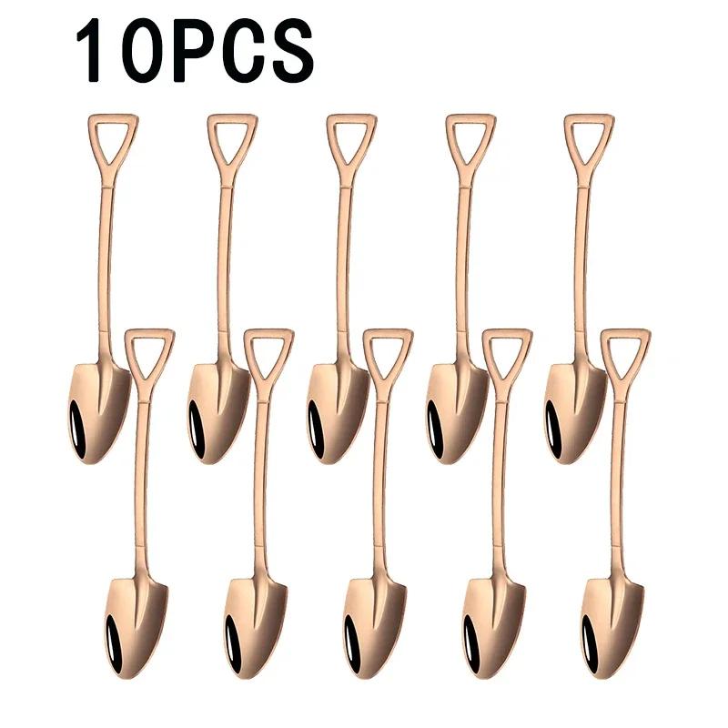 Vintage Shovel Design Stainless Steel Coffee Spoon Creative Ice Cream Cake Watermelon Dessert Multipurpose Kitchen Tool Unique