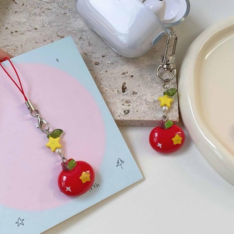 Fashionable Lovely Apples Charm Phone Strap Symbolizing Good Luck and Happiness Accessory for Fashion Enthusiasts