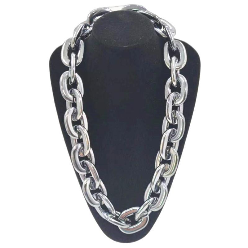 Hip Hop Punk Plastic Necklace Thick Chain Cuban Chain Festival Performance Party Gift Fan Accessory