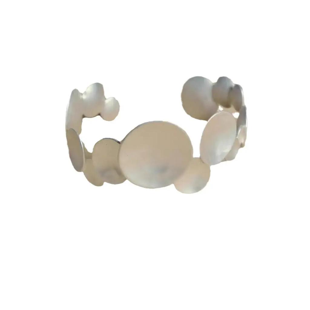Geometric Popular Personality Irregular Disc Wind Ring Simple Light Luxury Bracelet Premium S925 Silver Needle Earrings