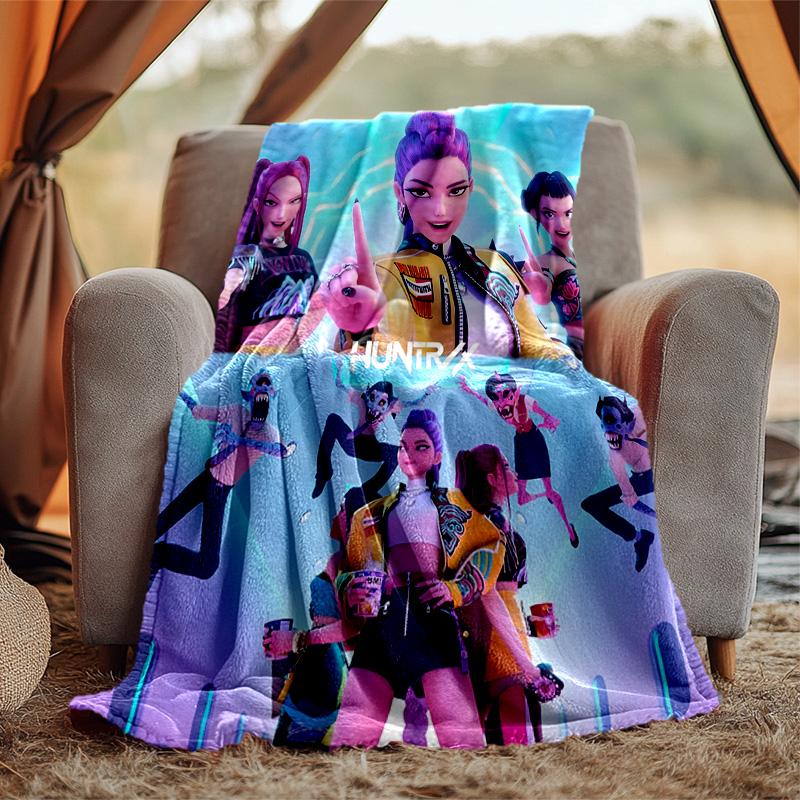 Kpop Hunter Flannel Blanket Soft Warm All-Season Throw, Design for Camping, Car Travel, Hiking Sofa, Bed, Office Perfect Gift for Parties