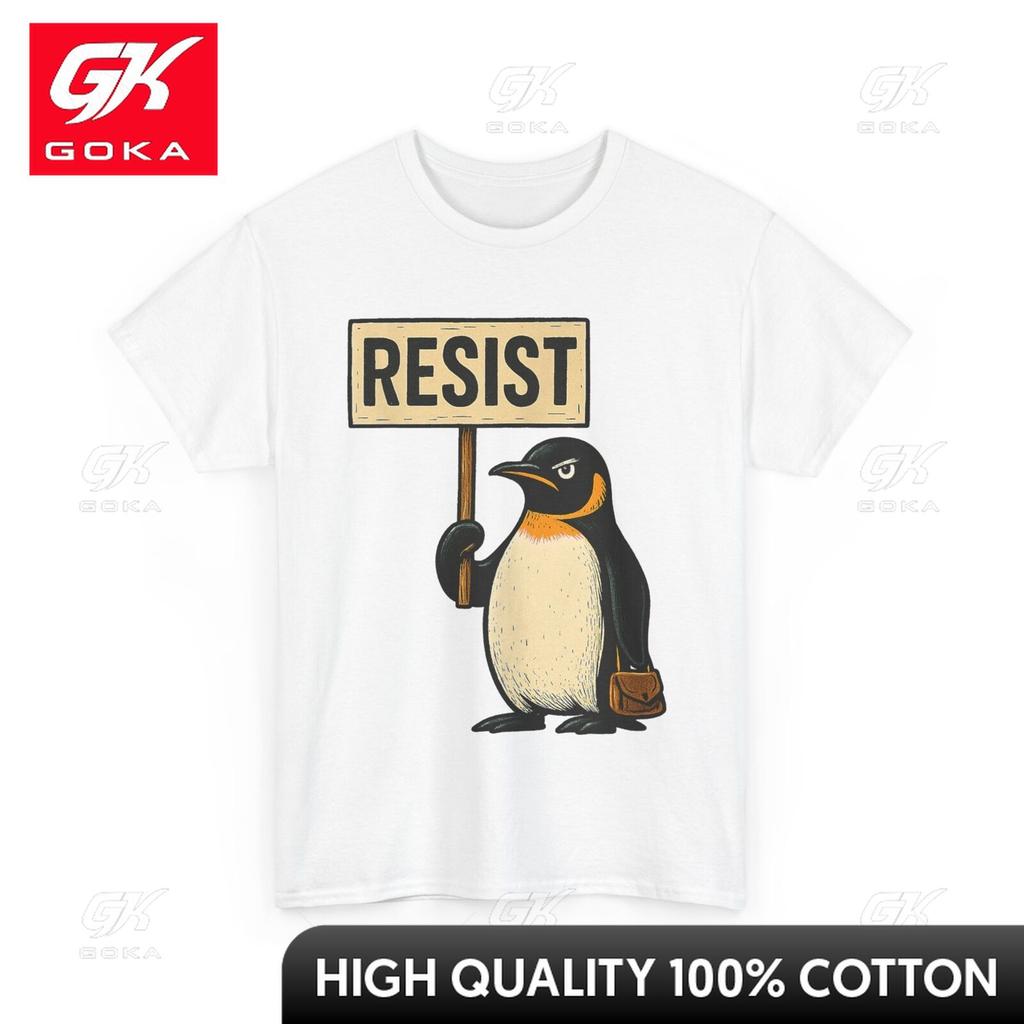Penguin Resist Tshirt Penguin Playful Soft Cotton Printed Casual Tee for Summer