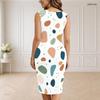 Women Plus Size White V Neck Sleeveless Printed Bodycon Midi Dress