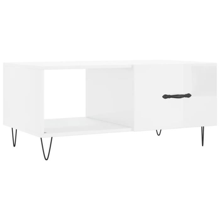 VidaXL Table basse Blanc brillant 90x50x40 cm Bois d'ingénierie 829206
