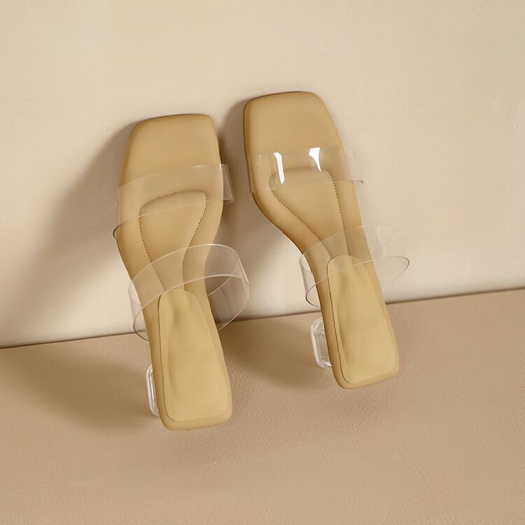 Stepping On Shit Slippers Women's Summer Wear 2025 New Versatile Transparent Crystal High-heeled Sandals Women's Slippers