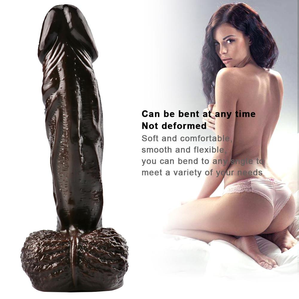 Braune große Hoden Penis Frauen Masturbation Schiebe Fake Dick Lesben realistische Dildos Erwachsene Erotik Sexspielzeug für Frauen Werkzeug