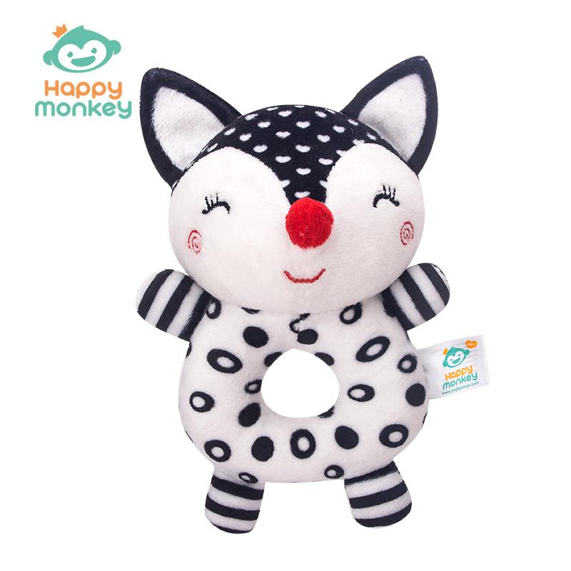 

Happy Monkey Black & White Baby Rattle Toy - Fox & Elephant Design