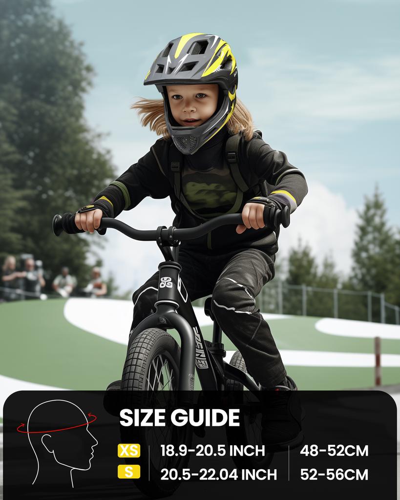 Kinder Fahrrad Skateboard Helm Vollgesichtshelm Abnehmbarer Kinnbügel Weiches Innenfutter EPS Stoßabsorption Atmungsaktiv Fahrradhelm