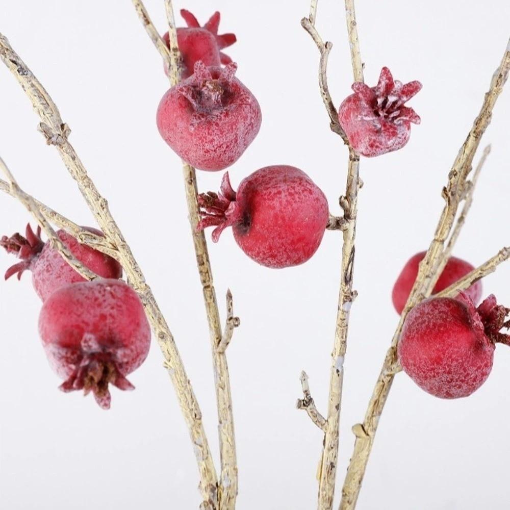 Faux Artificial Pomegranate Branches Plastic Realistic Simulation Pomegranate Fruit Elegant Bonsai Fake Flowers