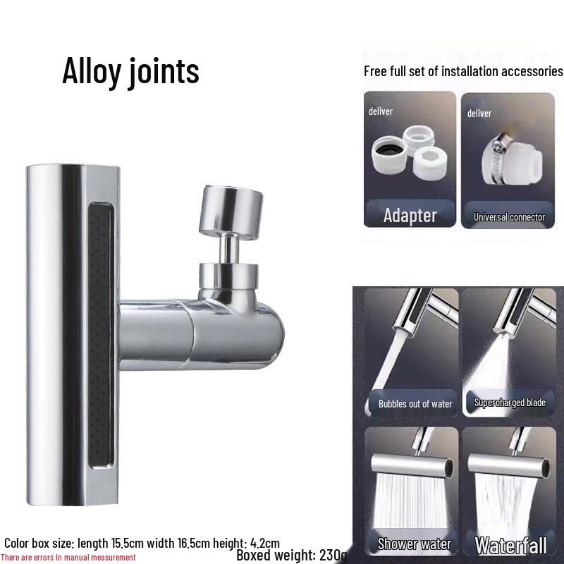 Robinet de bucătărie universal anti-stropire, aerator tip cascadă, gura de scurgere extensibilă