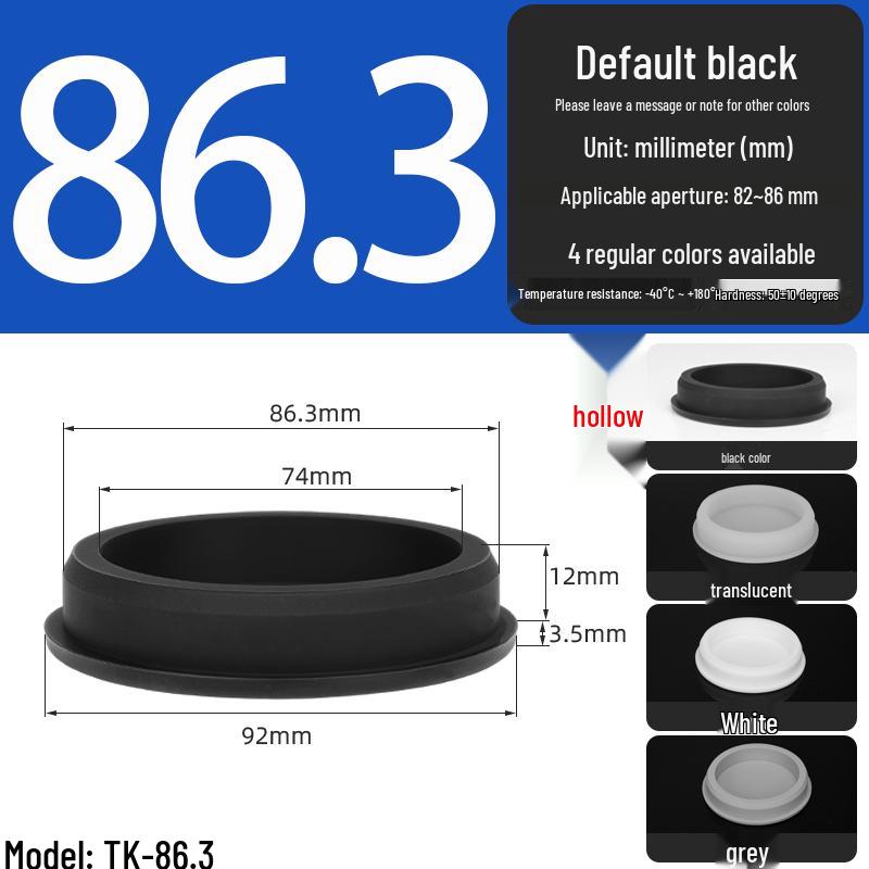 Black High-Temperature Resistant T-Shaped Silicone Stopper - Round Hole Rubber Gasket & Shock-Absorbing Blind Plug