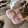 Thick-soled slippers for women's summer outer wear 2025 new high-end style with skirt height increase one-word drag muffin bottom cool slippers tide