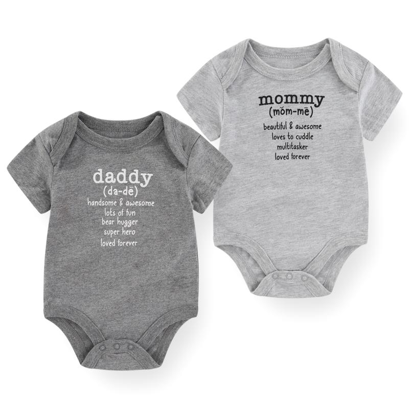 

2 шт. Боді для новонароджених Дитячий одяг з коротким рукавом Бавовняний комбінезон для немовлят з літерами 6M