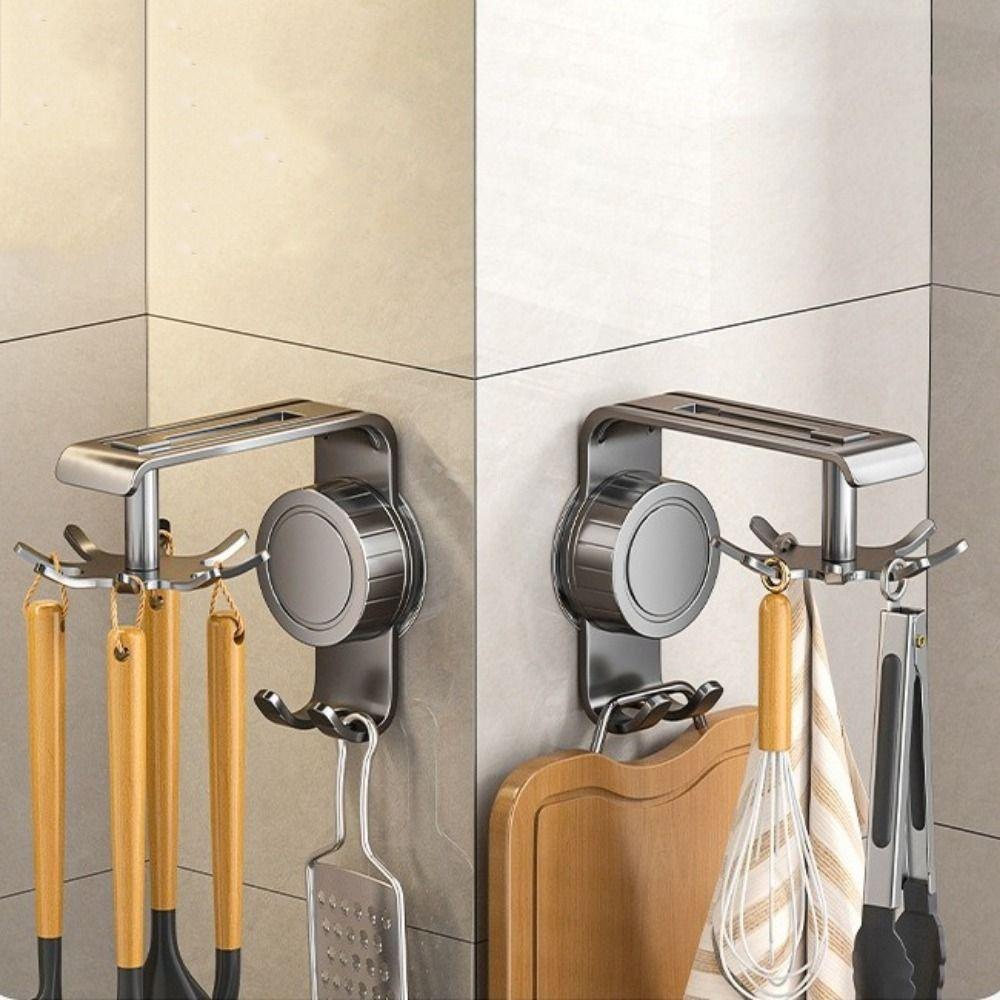 Non Punching Pot Shovel Spoon Storage Rack 360 Degrees Rotatable Spoon Hanging Rack  Home