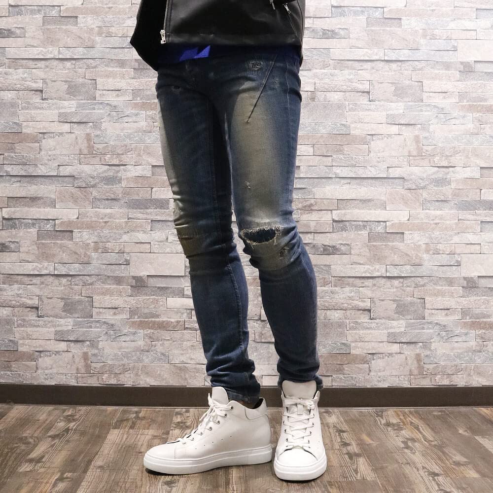 Tall secret thick high cut heeled genuine [Hi!BROTHER] shoes, sneakers, 8cm, men's, sole, sneakers, shoes, black, white, leather, casual, stylish,