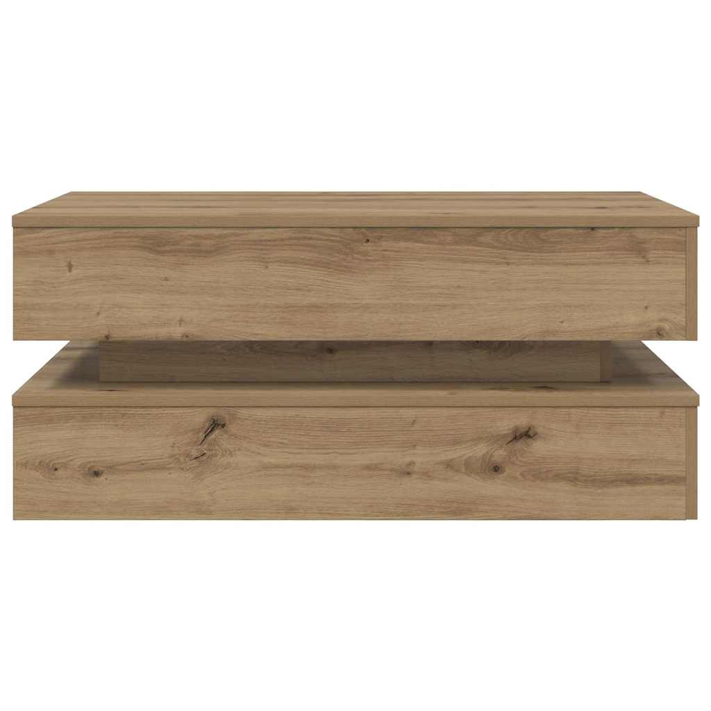LED Coffee Table In Artisan Oak Finish 90 X 50 X 40 Cm