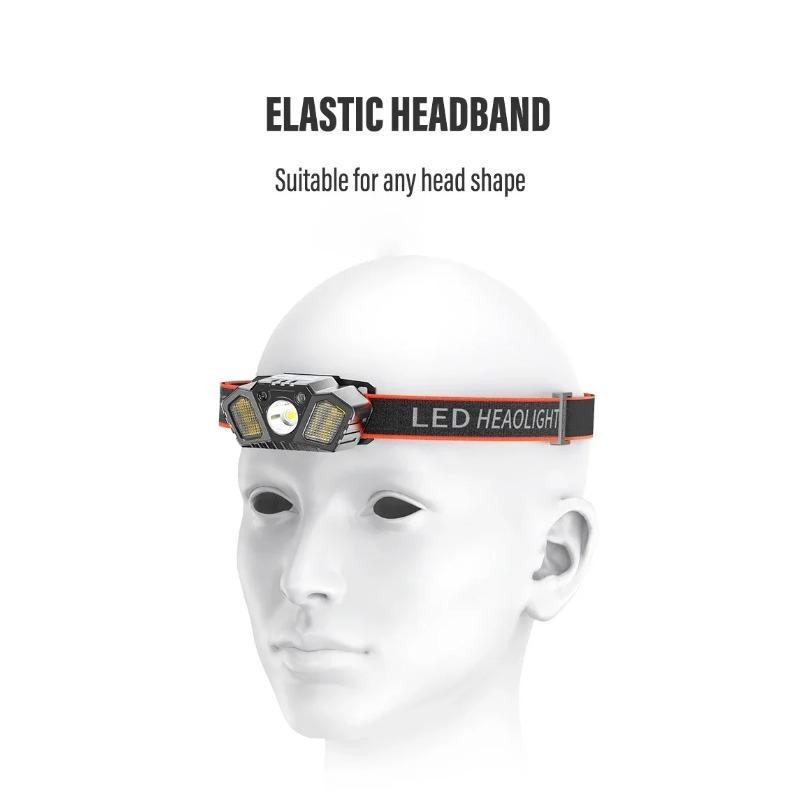 LED Multifunctional Strong Bald Light Wave Sensing Headlight Ultra Long Endurance Outdoor Emergency Lighting Work Light