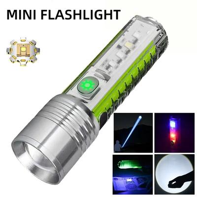 Mini Anahtarlık El Feneri Tip C Hızlı Şarjlı Zoom Çok İşlevli Geri Çekilebilir COB Su Geçirmez Işıklar