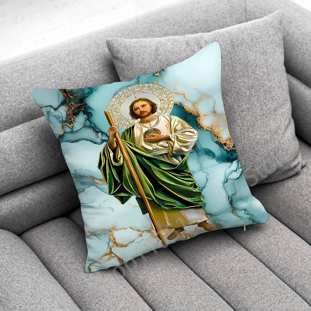 Marble San Judas Tadeo Throw Pillow Case For 55x55cm 40x40cm 45x45cm 50x50cm 30x30cm Square Office Pillowship Cover